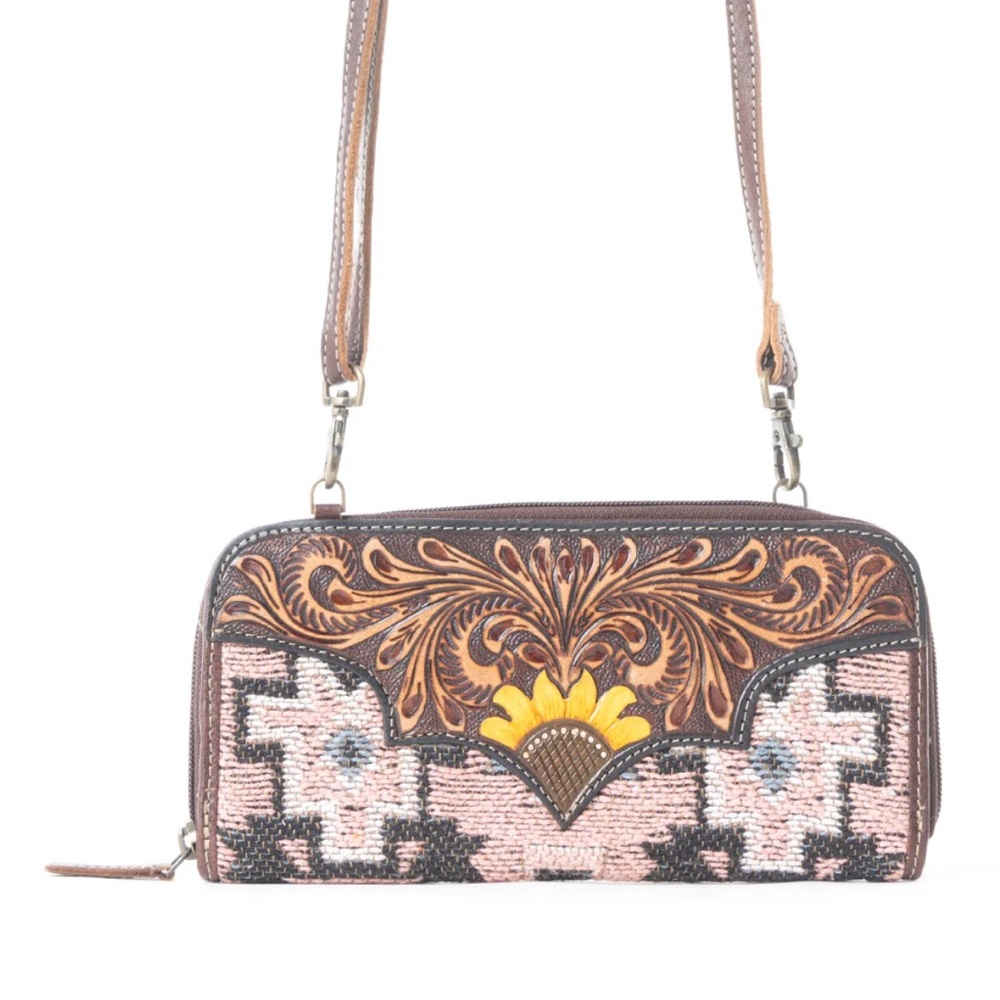 Myra tooled leather rug  Wallet Purse. Myra leather wallet.